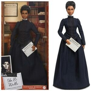 Barbie Inspiring Women Ida B. Wells Doll With Newspaper Accessory Doll Stand NIB